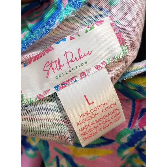 Stella Parker Blouse Top Womens L Pink Floral Flare Sleeve Round Neck Pullover - Picture 3 of 11